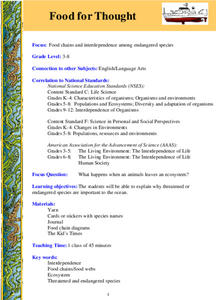 Food for Thought Lesson Plan Food for Thought Lesson Plan