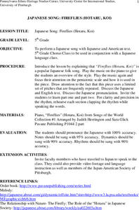 Japanese Song: Fireflies (Hotaru, Koi) Lesson Plan Japanese Song: Fireflies (Hotaru, Koi) Lesson Plan