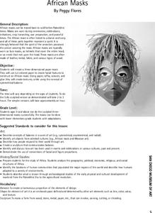African Masks Lesson Plan African Masks Lesson Plan