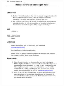 Research Cruise Scavenger Hunt Lesson Plan Research Cruise Scavenger Hunt Lesson Plan