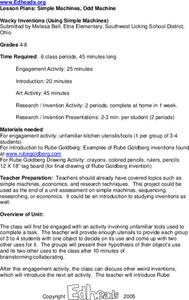 Simple Machines, Odd Machine Lesson Plan Simple Machines, Odd Machine Lesson Plan