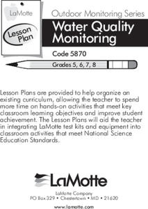 Water Quality Monitoring of Natural Water Lesson Plan Water Quality Monitoring of Natural Water Lesson Plan