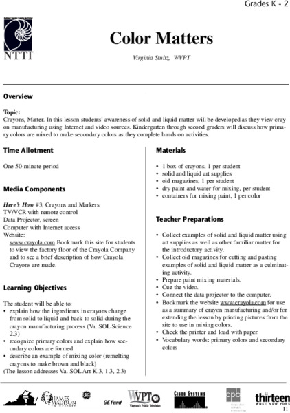 Color Matters Lesson Plan Color Matters Lesson Plan