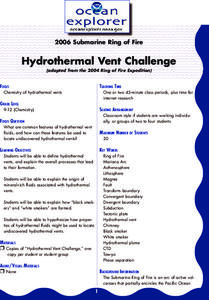 Hydrothermal Vent Challenge Lesson Plan Hydrothermal Vent Challenge Lesson Plan