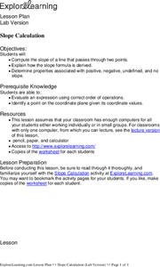 Slope Calculation Lesson Plan Slope Calculation Lesson Plan