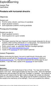 Parabola with Horizontal Directrix Lesson Plan Parabola with Horizontal Directrix Lesson Plan