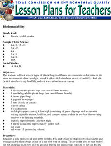 Biodegradability Lesson Plan Biodegradability Lesson Plan
