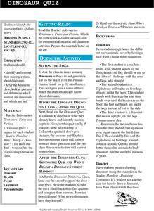 Dinosaur Quiz Lesson Plan Dinosaur Quiz Lesson Plan