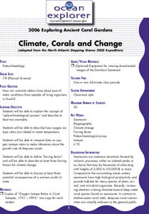 Climate, Corals and Change Lesson Plan Climate, Corals and Change Lesson Plan