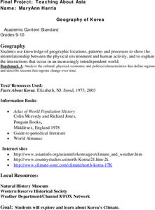 Geography of Korea Lesson Plan Geography of Korea Lesson Plan