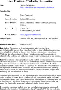 Whale of a Web Site Lesson Plan Whale of a Web Site Lesson Plan