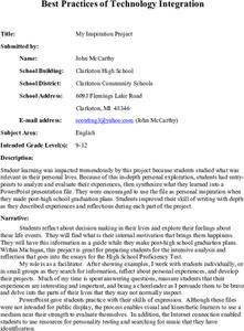My Inspiration Project Lesson Plan My Inspiration Project Lesson Plan