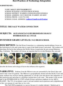The Salt Water Connection Lesson Plan The Salt Water Connection Lesson Plan