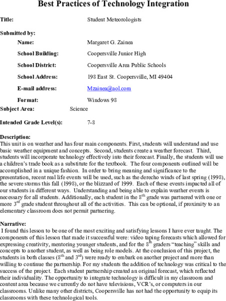 Student Meteorologists Lesson Plan Student Meteorologists Lesson Plan