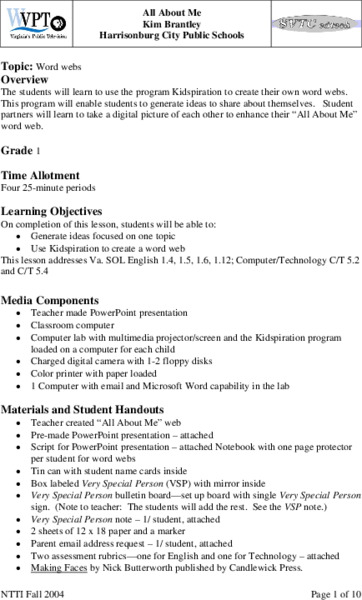 All About Me Lesson Plan All About Me Lesson Plan