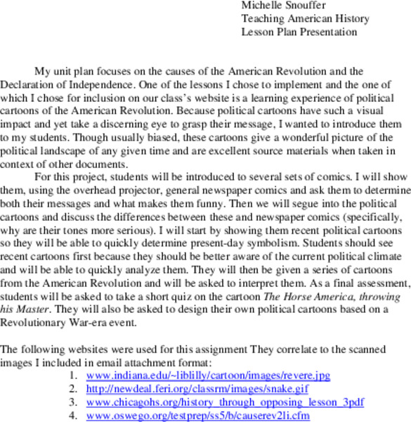 American Revolution Lesson Plan American Revolution Lesson Plan