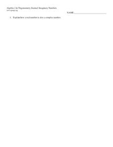 Imaginary Numbers Lesson Plan Imaginary Numbers Lesson Plan