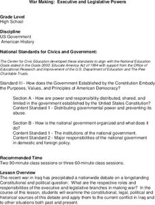 War Making: Executive and Legislative Powers Lesson Plan War Making: Executive and Legislative Powers Lesson Plan