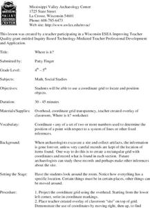 Where is it? Lesson Plan Where is it? Lesson Plan
