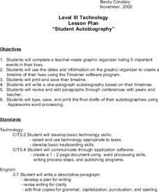 Student Autobiography Lesson Plan Student Autobiography Lesson Plan