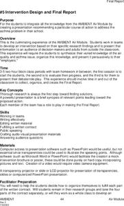 Intervention Design and Final Report Lesson Plan Intervention Design and Final Report Lesson Plan