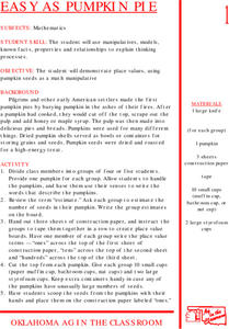 EASY AS PUMPKIN PIE Lesson Plan EASY AS PUMPKIN PIE Lesson Plan