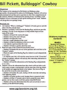 Bill Pickett, Bulldoggin' Cowboy Lesson Plan Bill Pickett, Bulldoggin' Cowboy Lesson Plan