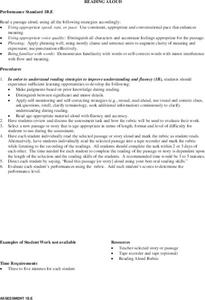 Reading Aloud Lesson Plan Reading Aloud Lesson Plan