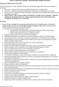 Apply Scientific Inquiry and Scientific Habits of Mind Lesson Plan Apply Scientific Inquiry and Scientific Habits of Mind Lesson Plan