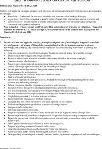 Apply Technological Design and Scientific Habits of Mind Lesson Plan Apply Technological Design and Scientific Habits of Mind Lesson Plan
