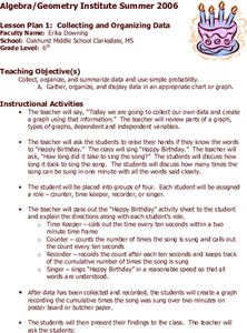 Collecting and Organizing Data Lesson Plan Collecting and Organizing Data Lesson Plan