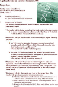 Proportions Lesson Plan Proportions Lesson Plan