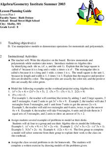 Polynomials Lesson Plan Polynomials Lesson Plan
