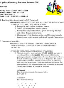 Patterns, Relations, and Functions Lesson Plan Patterns, Relations, and Functions Lesson Plan