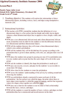 Three-Dimensional Figures Lesson Plan Three-Dimensional Figures Lesson Plan