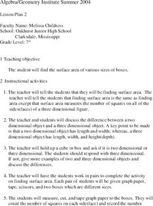 Surface Area Lesson Plan Surface Area Lesson Plan