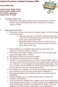 Basic Operations With Decimals Lesson Plan Basic Operations With Decimals Lesson Plan