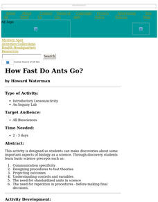 How Fast Do Ants Go? Lesson Plan How Fast Do Ants Go? Lesson Plan