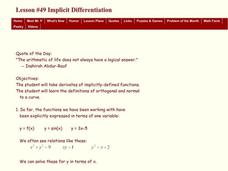 Implicit Differentiation Lesson Plan Implicit Differentiation Lesson Plan