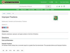 Improper Fractions Lesson Plan Improper Fractions Lesson Plan