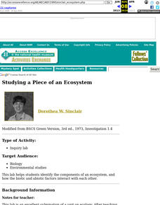 Studying a Piece of an Ecosystem Lesson Plan Studying a Piece of an Ecosystem Lesson Plan