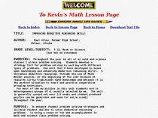 Improving Deductive Reasoning Skills Lesson Plan Improving Deductive Reasoning Skills Lesson Plan