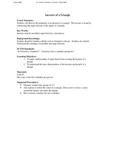 Incenter of a Triangle Lesson Plan Incenter of a Triangle Lesson Plan