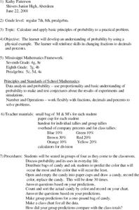 Probability using M & M's Lesson Plan Probability using M & M's Lesson Plan