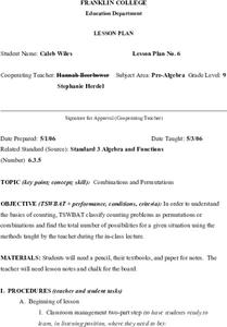 Combinations And Permutations Lesson Plan Combinations And Permutations Lesson Plan