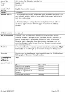 SOS Lesson One:  Librarian Introduction Lesson Plan SOS Lesson One:  Librarian Introduction Lesson Plan