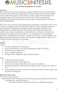Immigration in America Lesson Plan Immigration in America Lesson Plan
