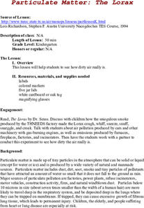 Particulate Matter:  The Lorax Lesson Plan Particulate Matter:  The Lorax Lesson Plan