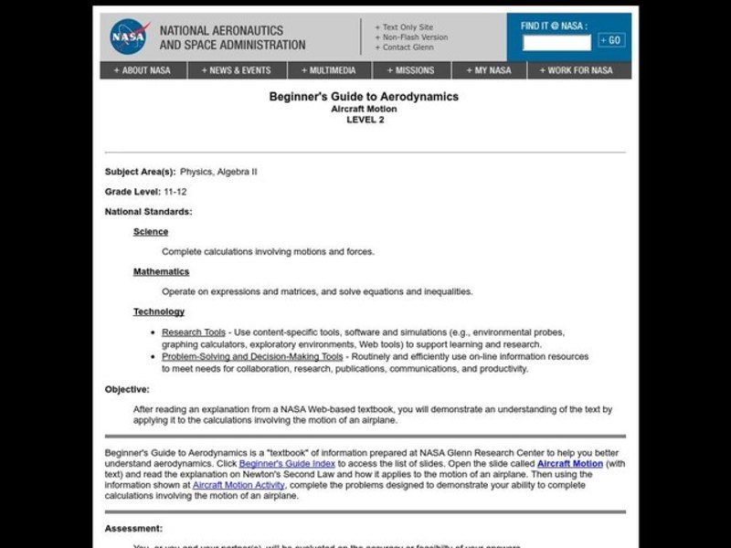 Aircraft Motion Lesson Plan Aircraft Motion Lesson Plan