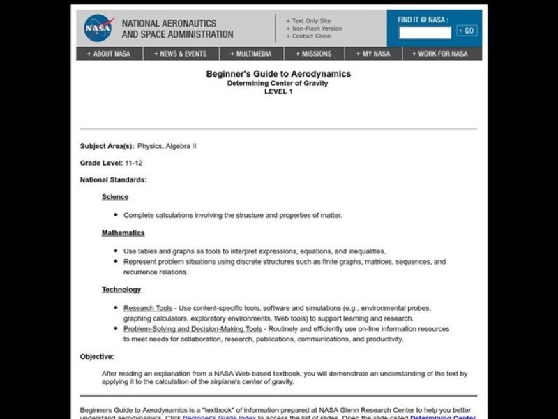 Determining Center of Gravity Lesson Plan Determining Center of Gravity Lesson Plan
